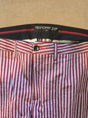 Department 56 Red and White Striped Chinos